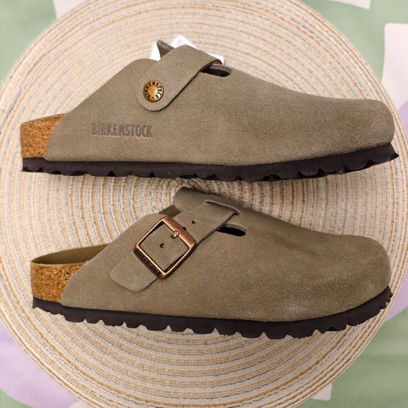 Birkenstock Boston Taupe Suede Clogs | Narrow Fit - Picture 4 of 6